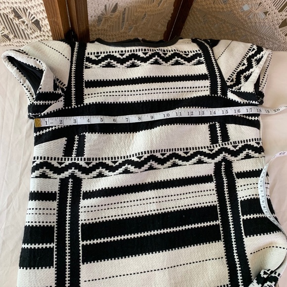 MADEWELL‎ Short Sleeve Tribal Leather Trim Shift Dress 0 - Picture 7 of 10